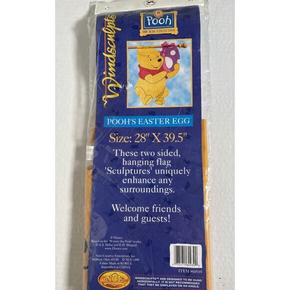 Windsculpts 100 Acre Winnie Pooh Easter Egg Yard Flag Disney 28"x39.5" Vintage - Picture 3 of 9
